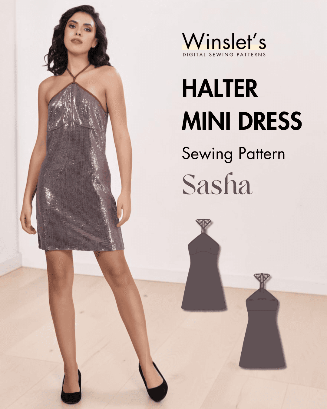 Halter Mini Dress Sewing Pattern 'Sasha'