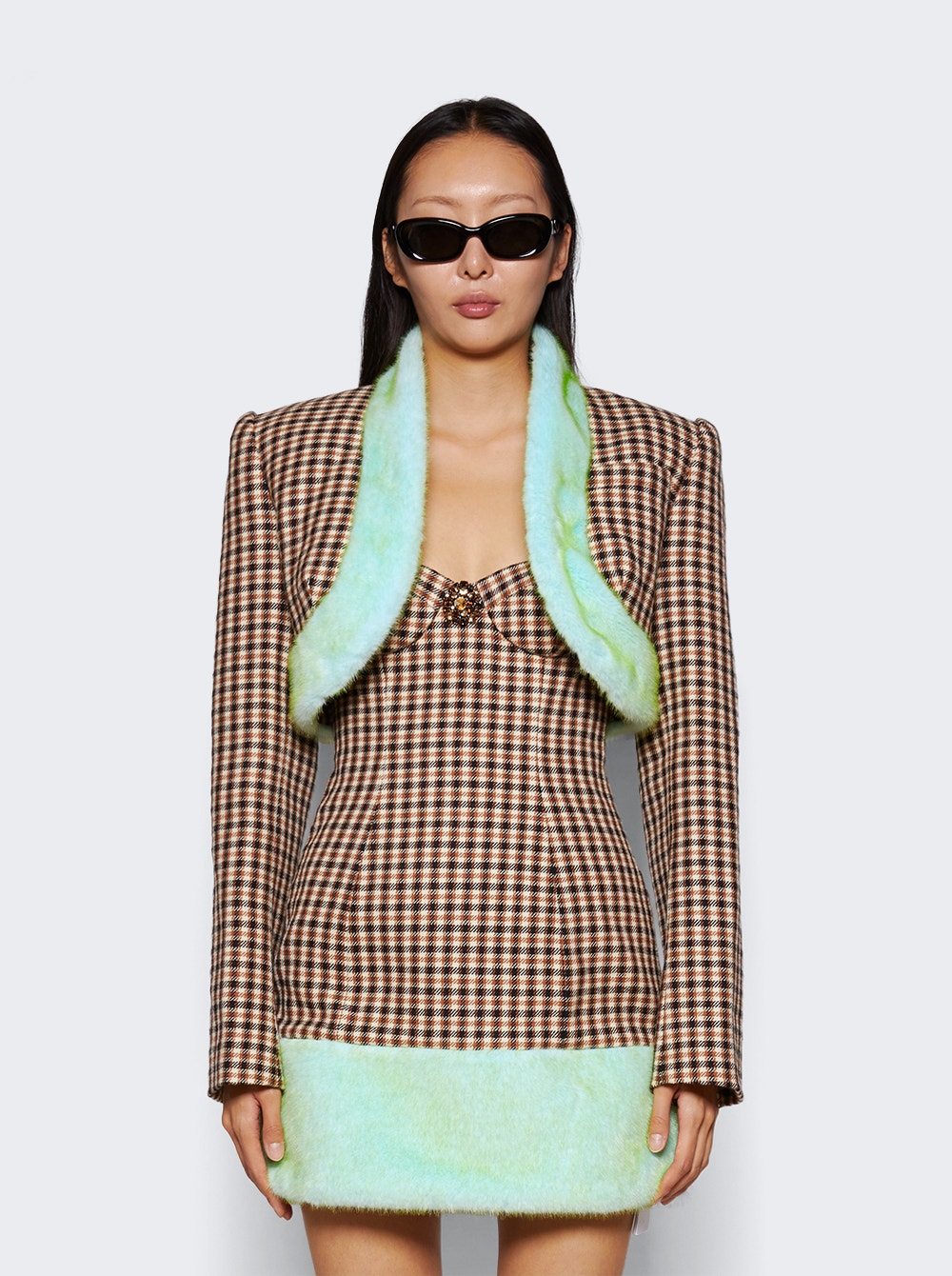 Faux Fur Trim Cropped Blazer