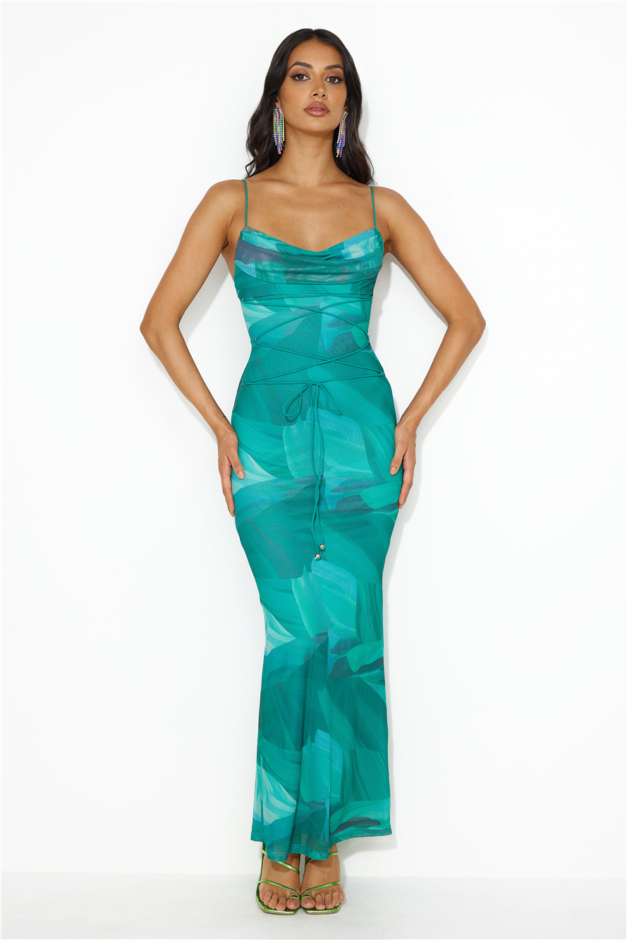 Sweet Spot Mesh Maxi Dress Green