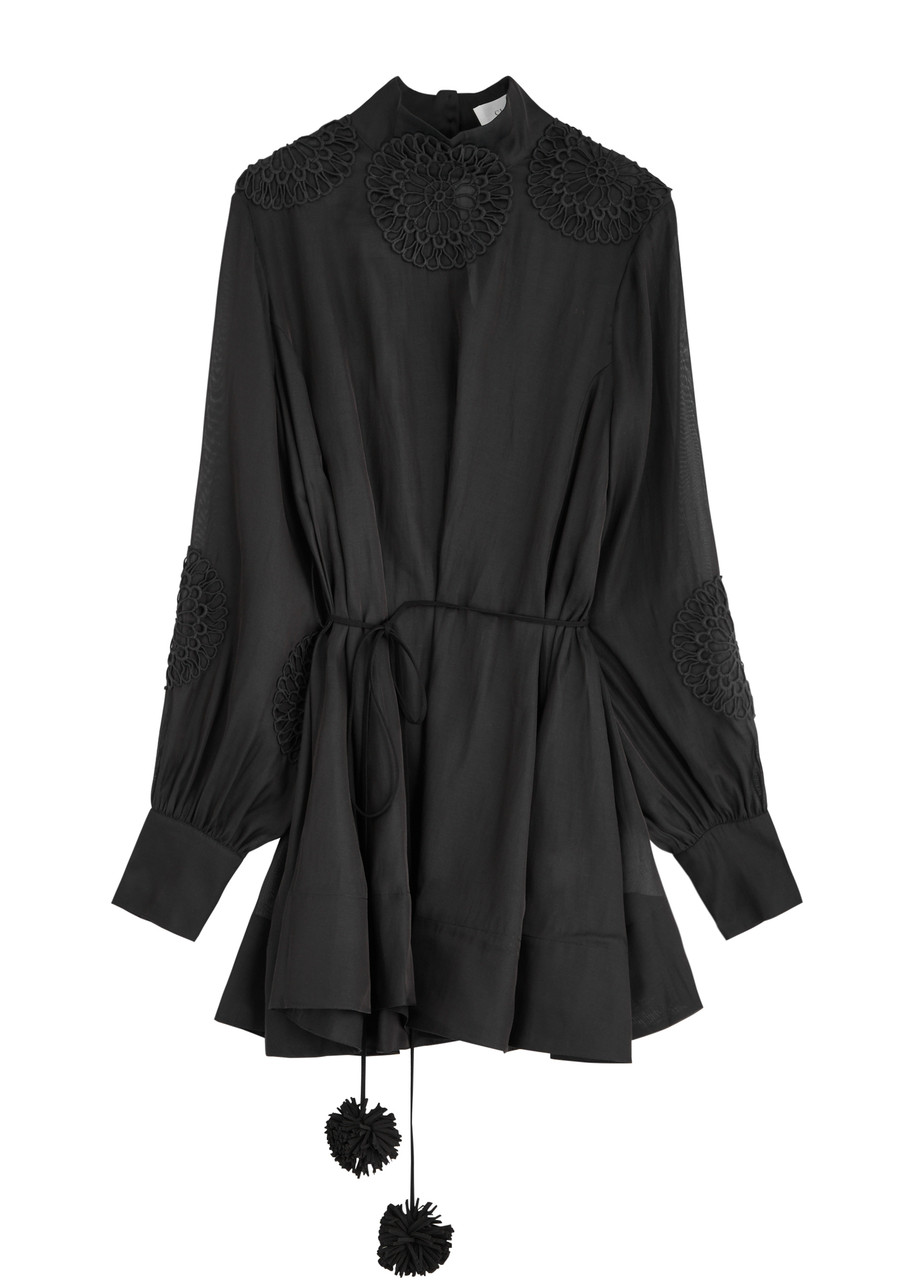 Clea Finlay Silk-blend Satin Mini Dress - Black - L L