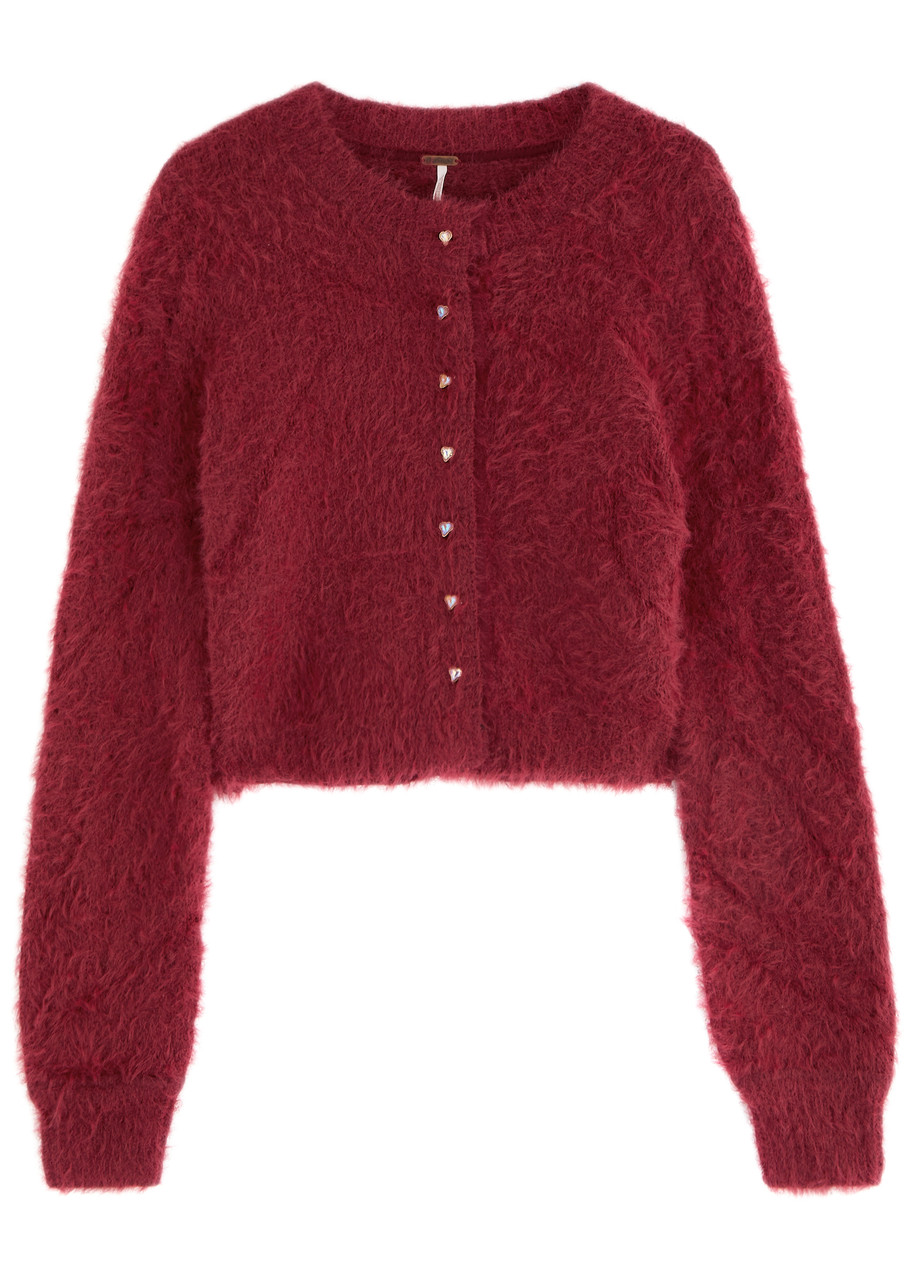 Free People Celeste Brushed-knit Cardigan - Red - L - L