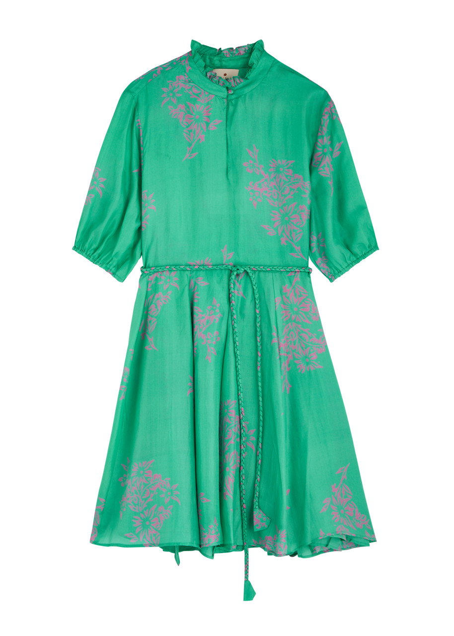 Hannah Artwear Gaia Printed Silk-satin Mini Dress - Green - -