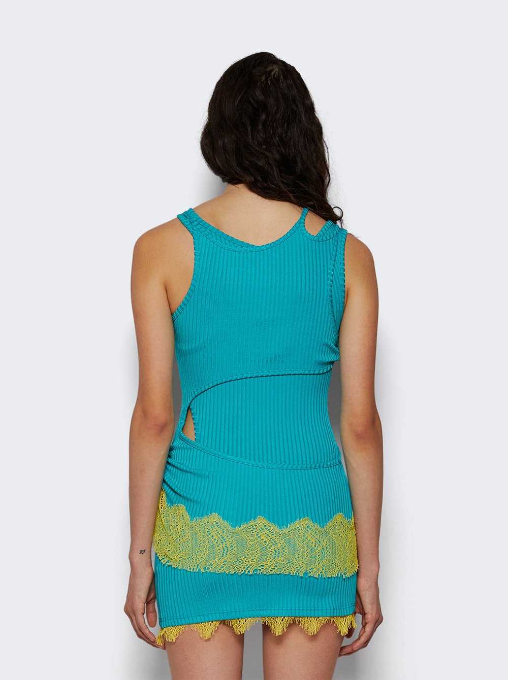 Corrugated Lace Toggle Dress Teal