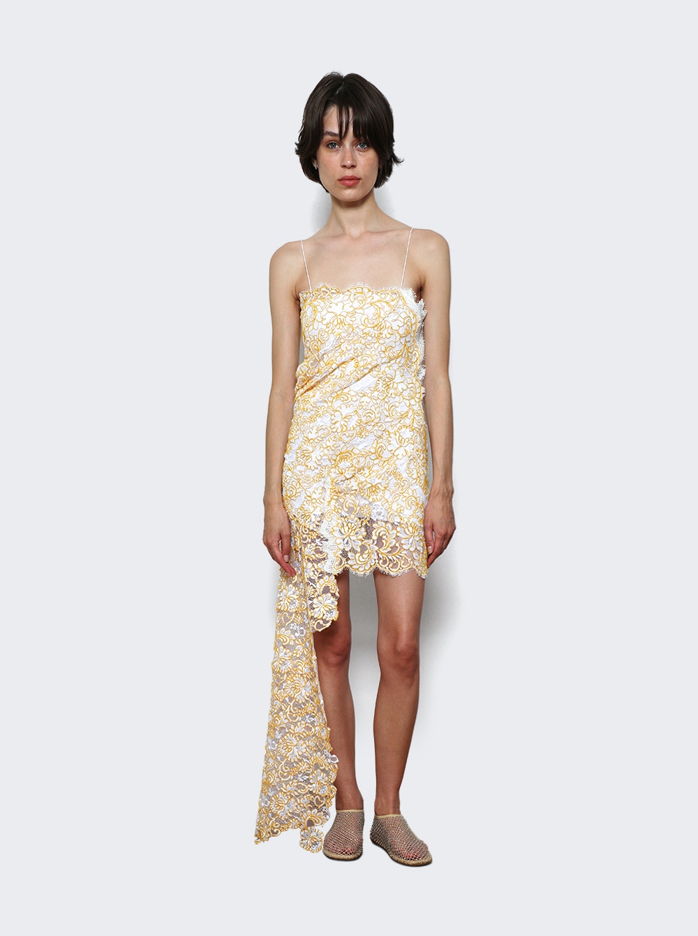 Floating Lace Cami Mini Dress Signal Yellow