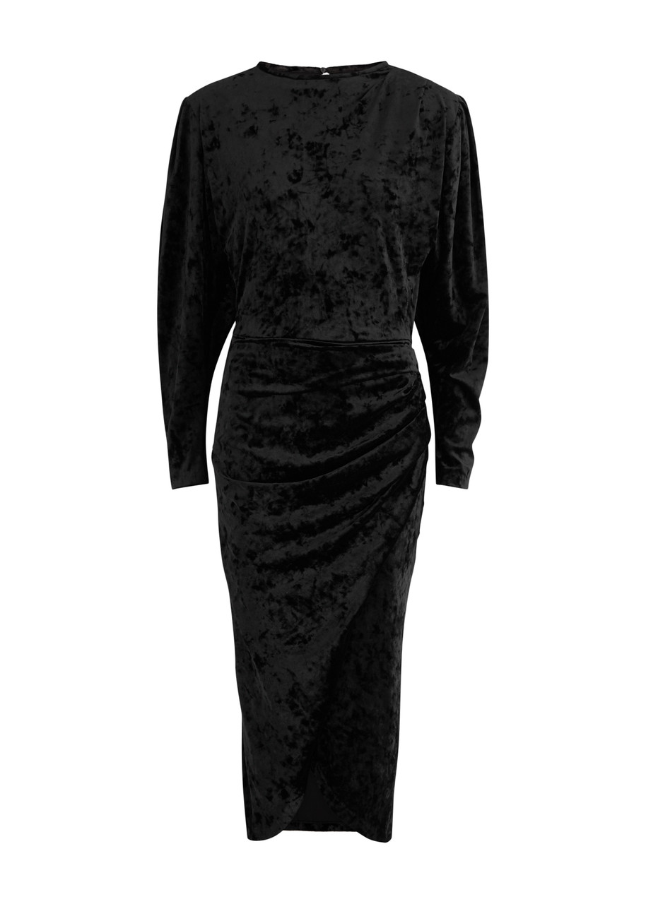 Isabel Marant toile Hadley Draped Velvet Midi Dress - Black -