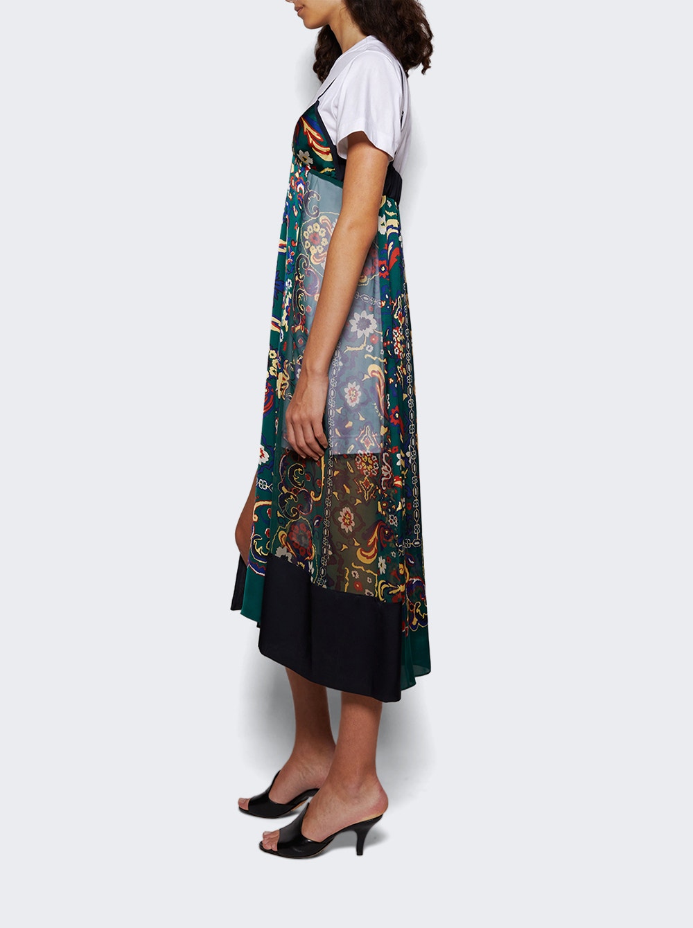 Floral Print Dress White And Green