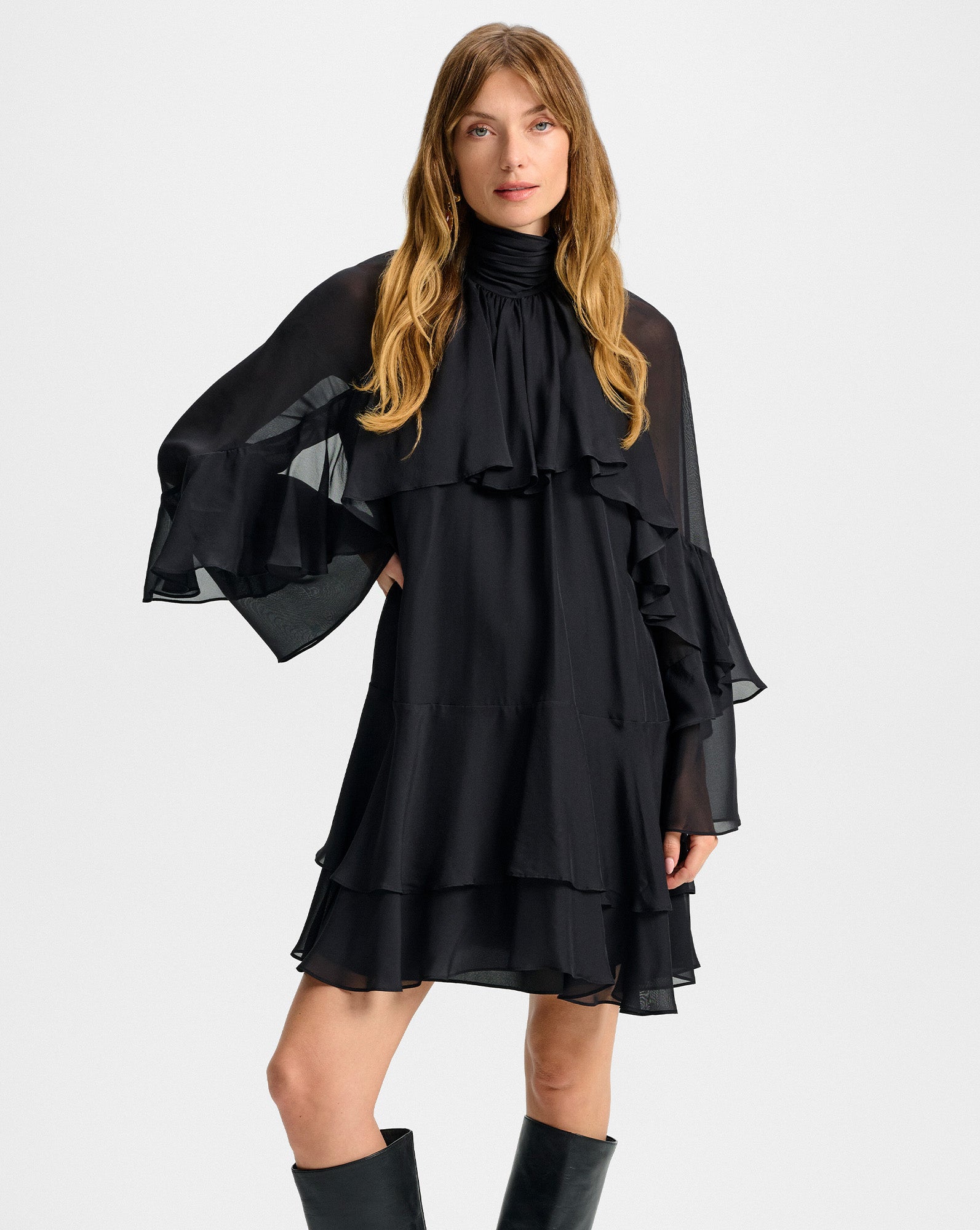 Veronica Beard Adlington Silk Mini Dress Black