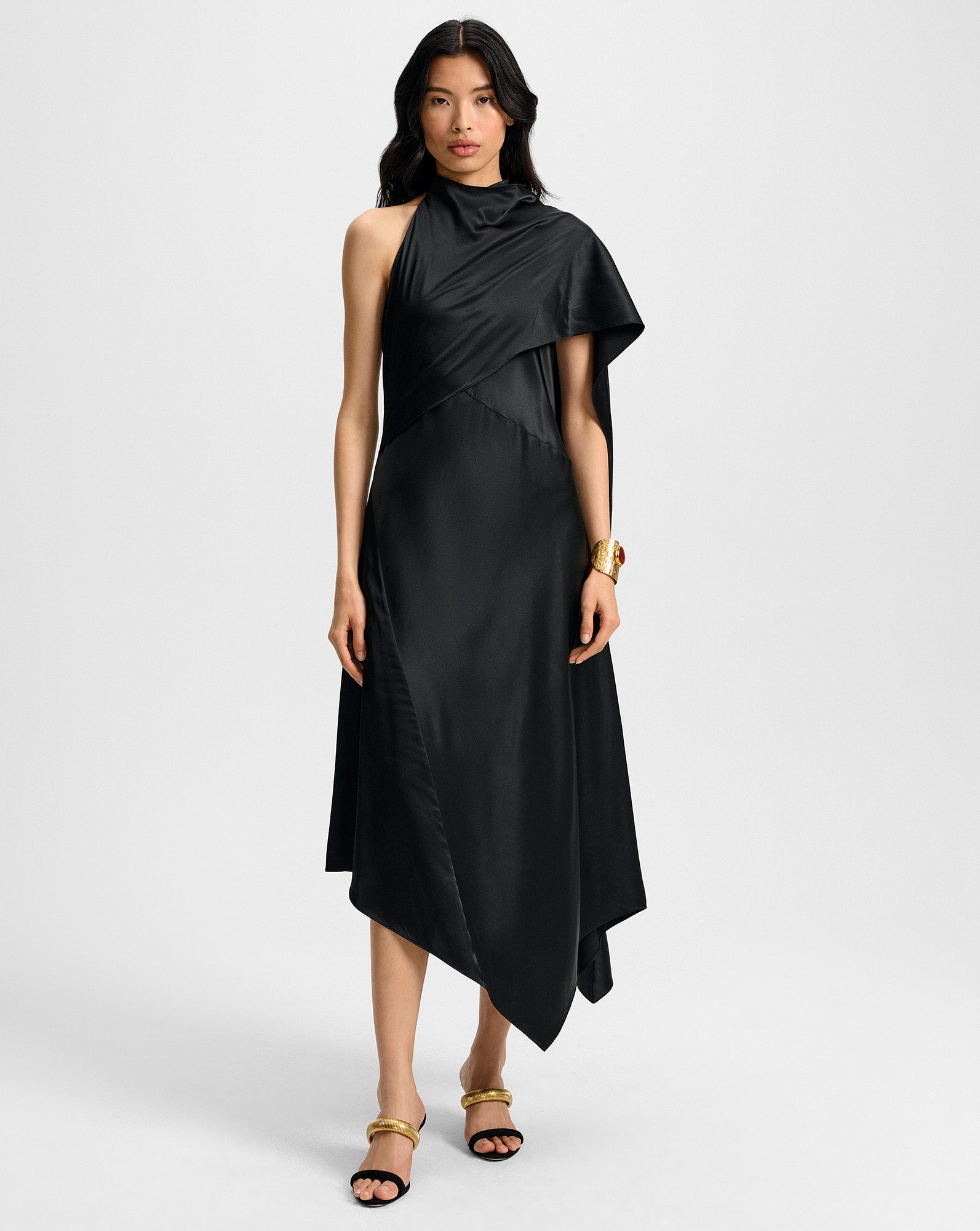 Veronica Beard Wyndham Silk Midi Dress Black