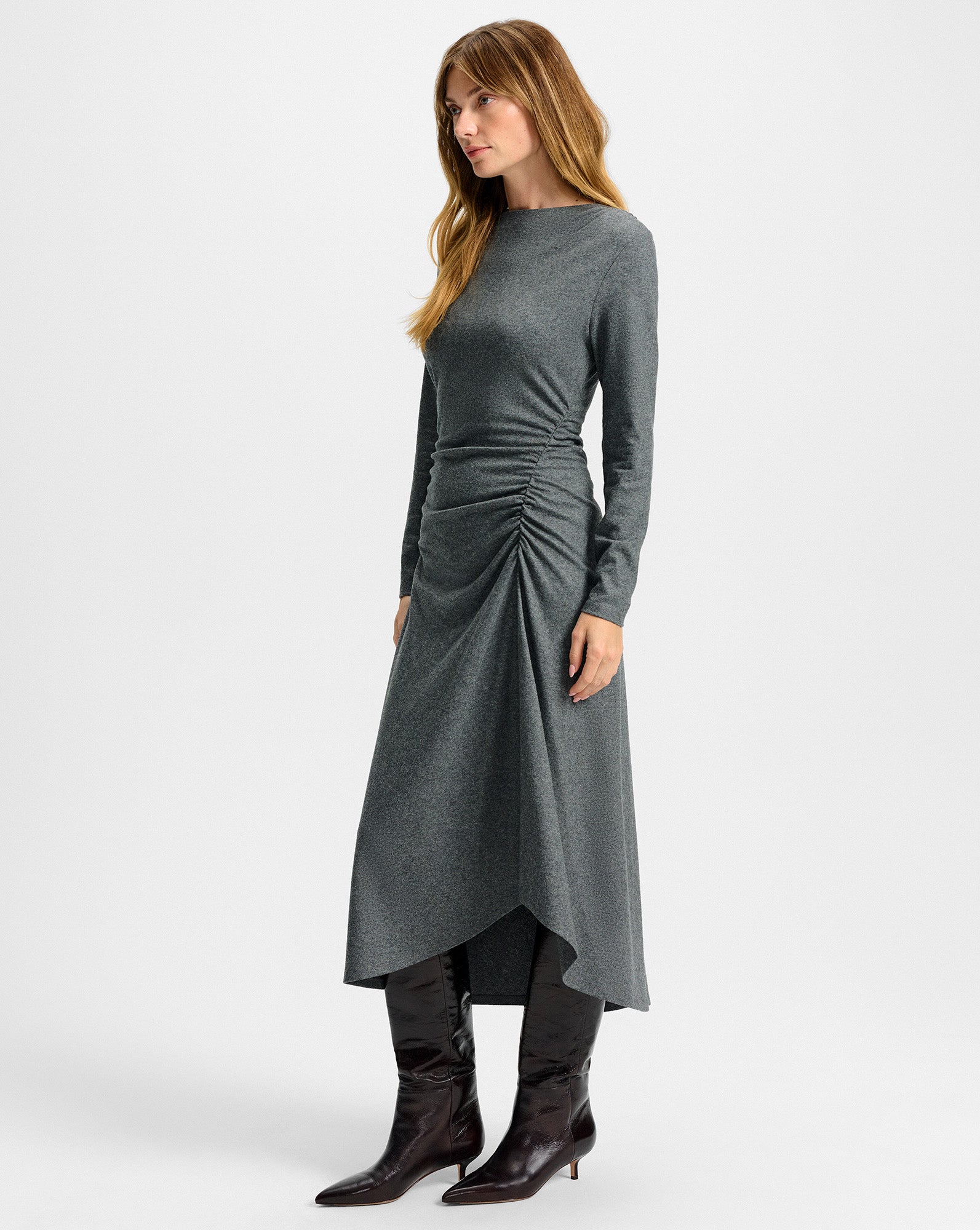 Veronica Beard Theodora Wool Midi Dress Medium Heather Grey