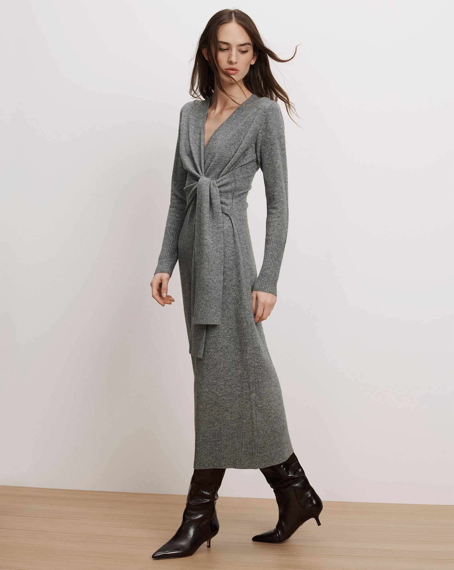 Veronica Beard Salomez Wrap Midi Dress Medium Heather Grey