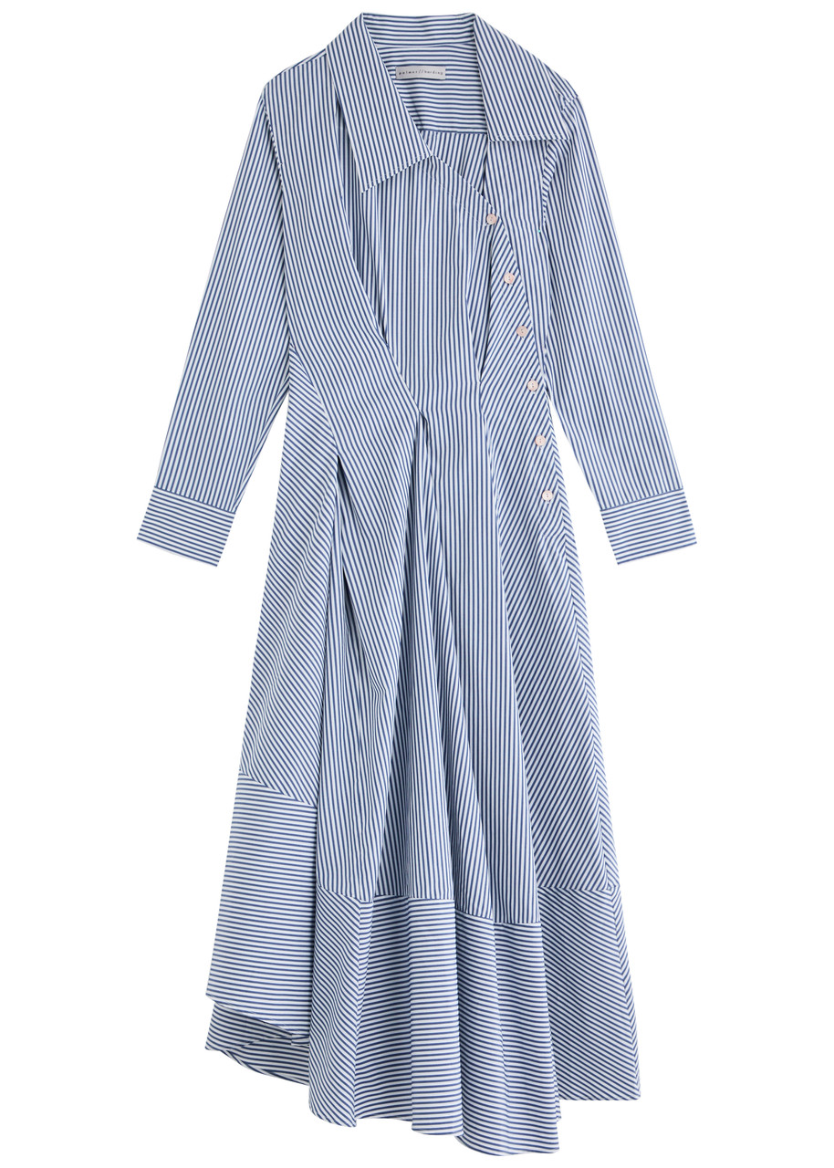Palmerharding Hold Close Cotton-poplin Midi Shirt Dress - Blue And White - L