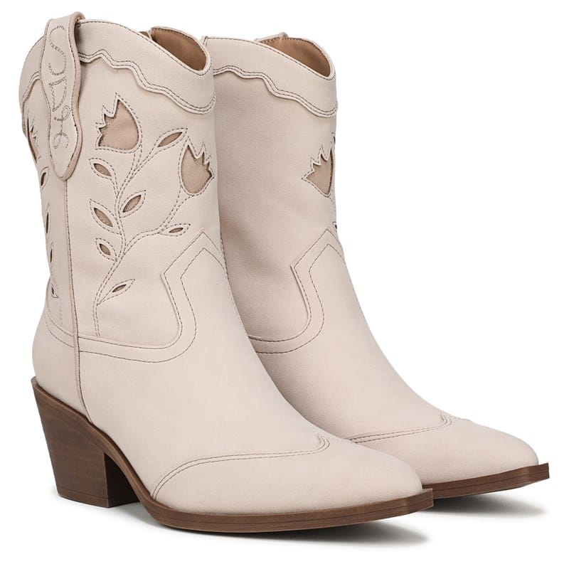 Sam And Libby Women's Flash Western Ankle Boots Washed Wheat Faux Leather - Size .