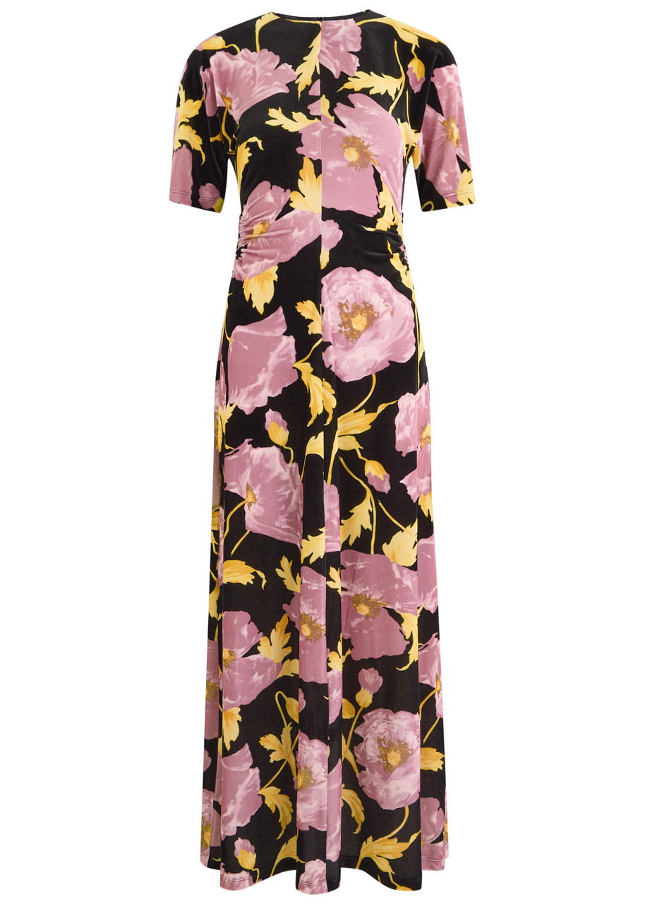 LA Double J Angelica Floral-print Velvet Midi Dress - Multicoloured - L L