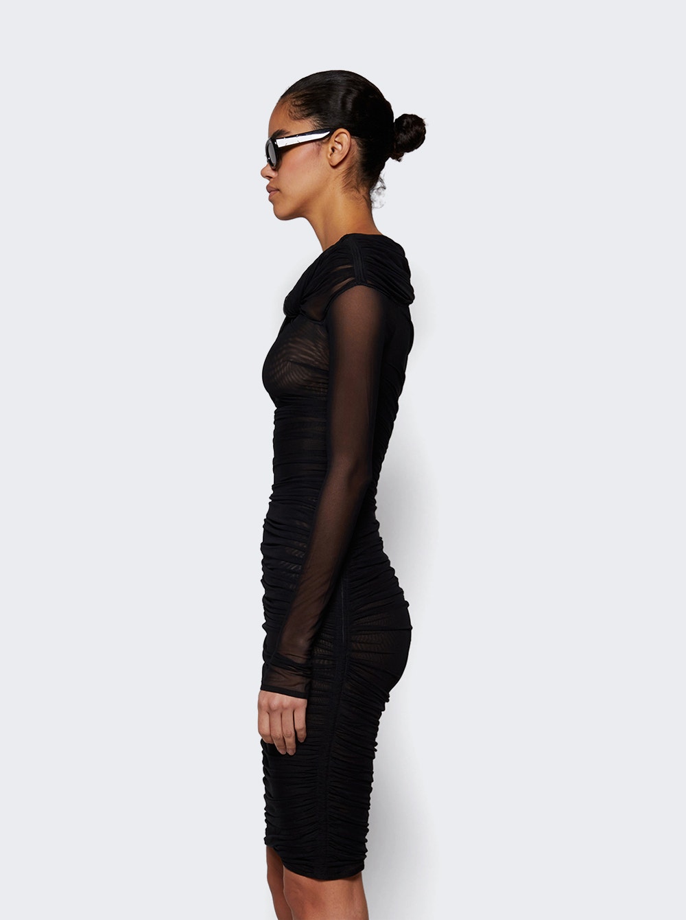 Off The Shoulder Ruched Dress Black