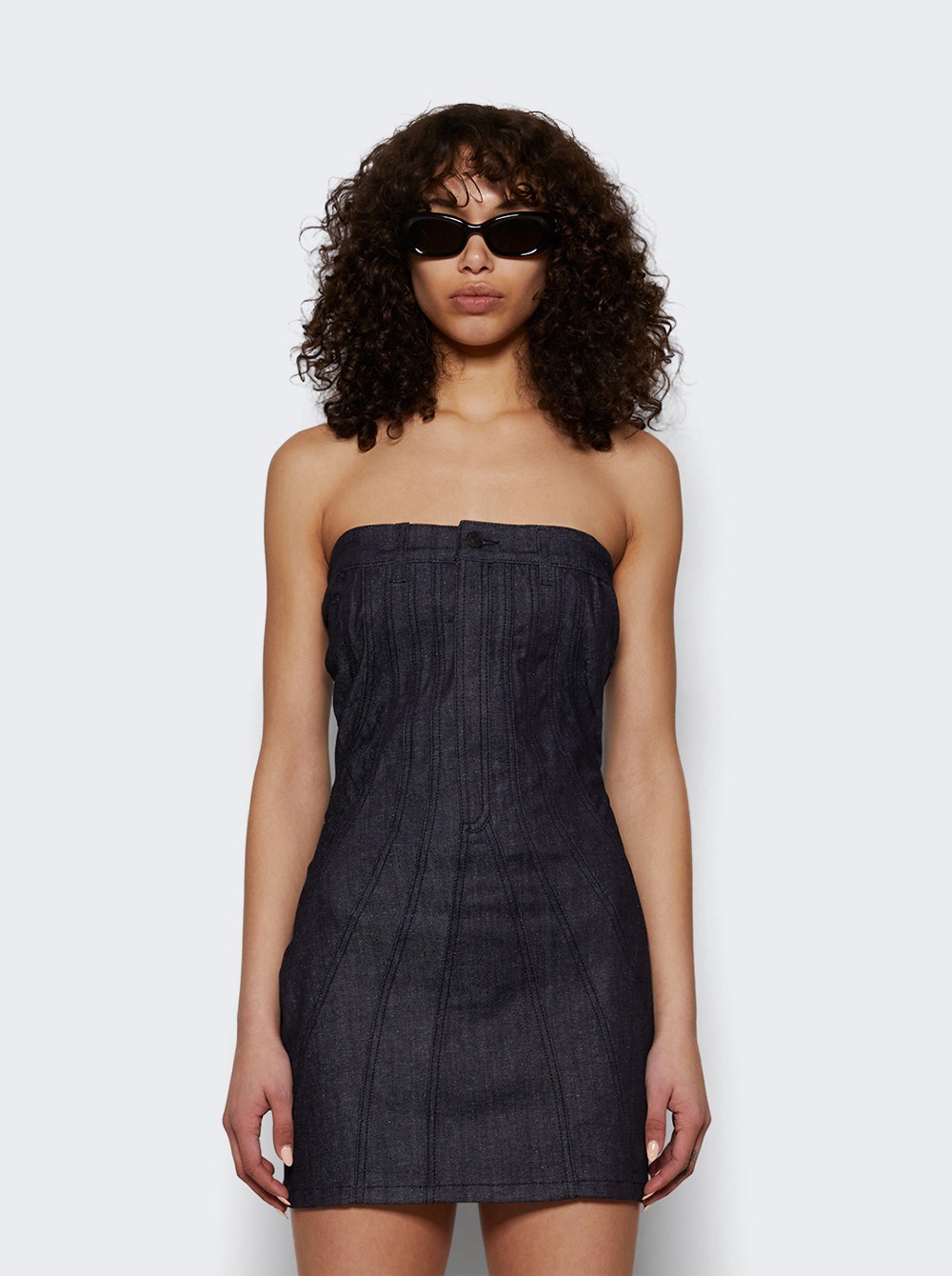 Spiral Bustier Dress Raw Blue