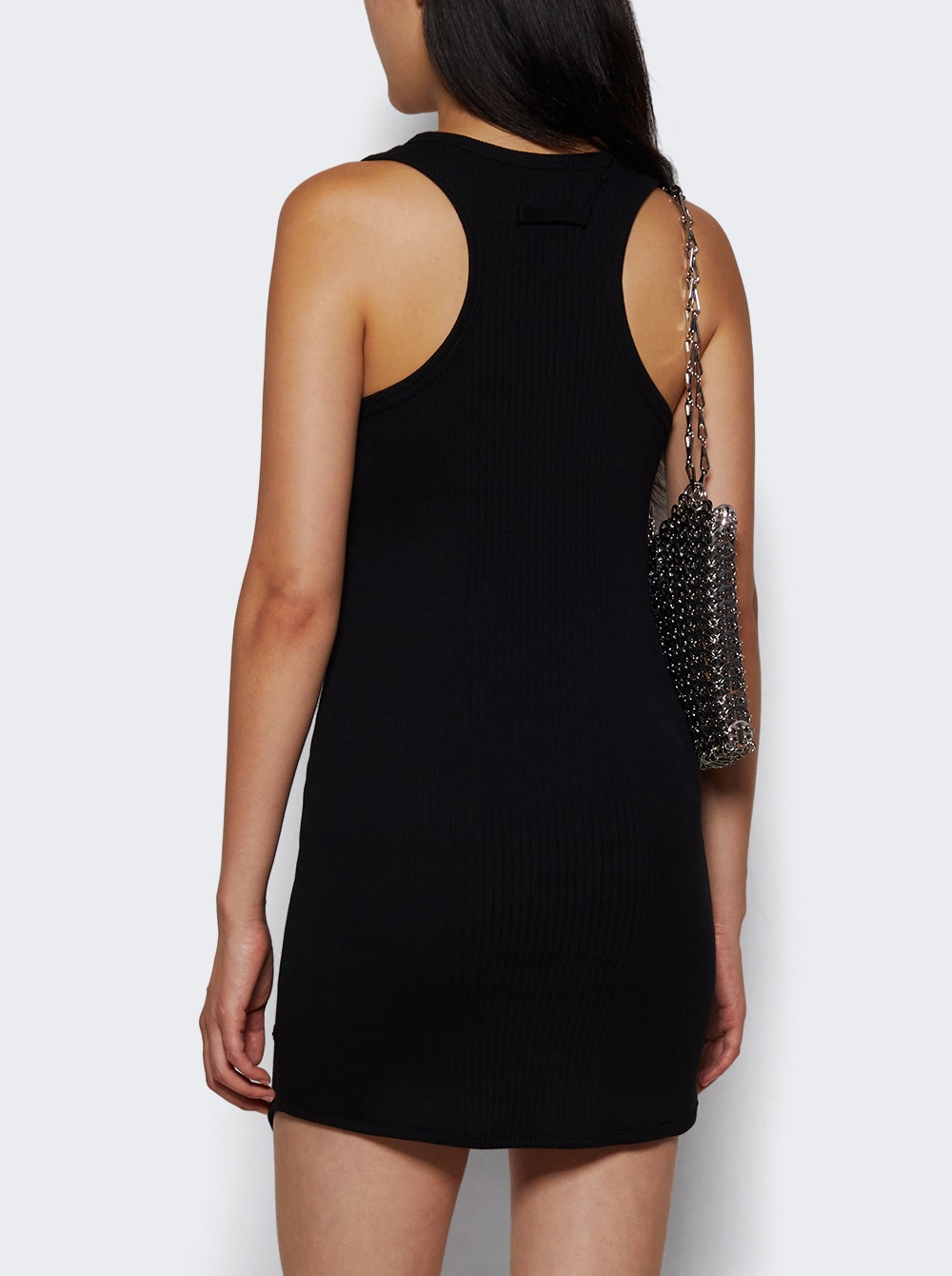 Ribbed Short Dress With Lingerie Garter Black