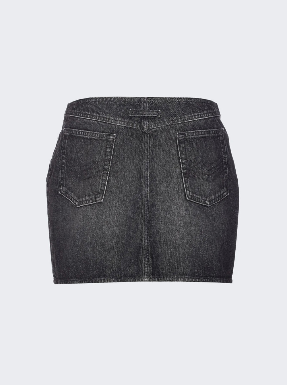 Front Zipped Denim Mini Skirt Vintage Black