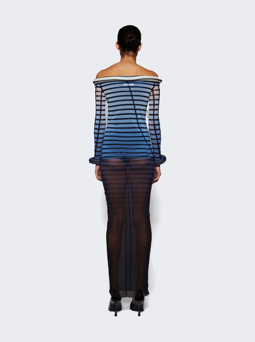 Long d Striped Dress Blue And Black