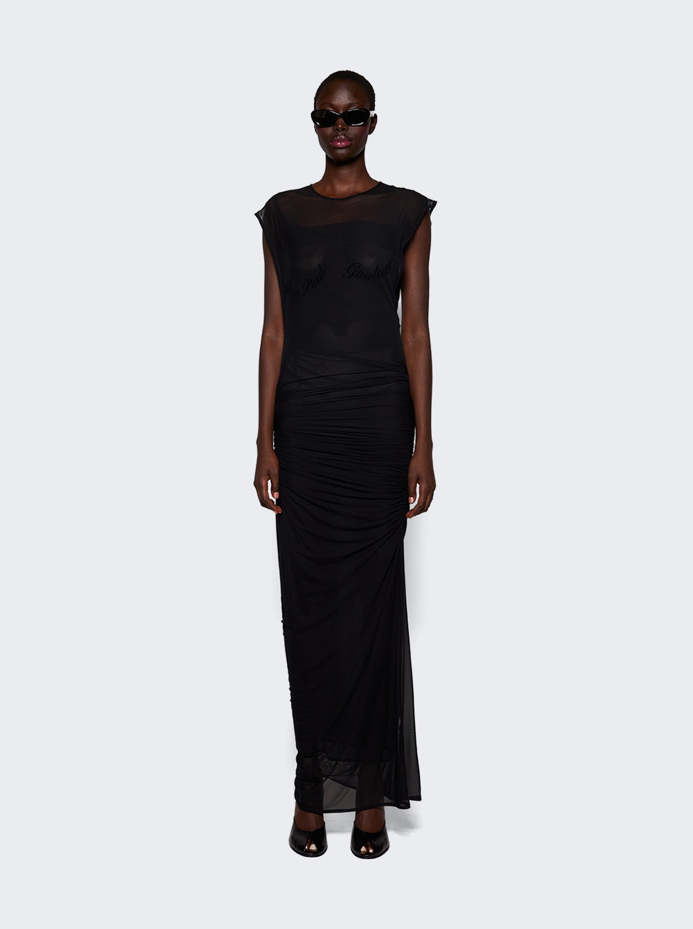 Tulle Open Back Dress Black