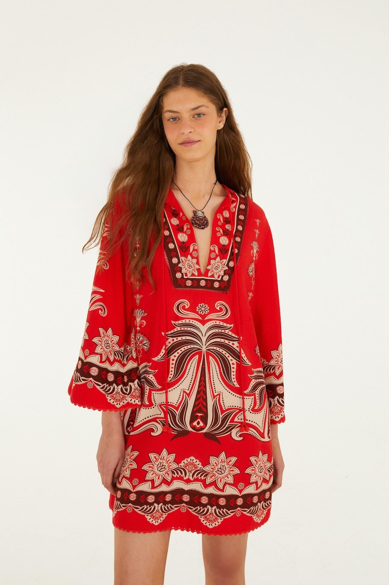 Red Ainika Garden Front Ties Mini Dress, AINIKA GARDEN RED
