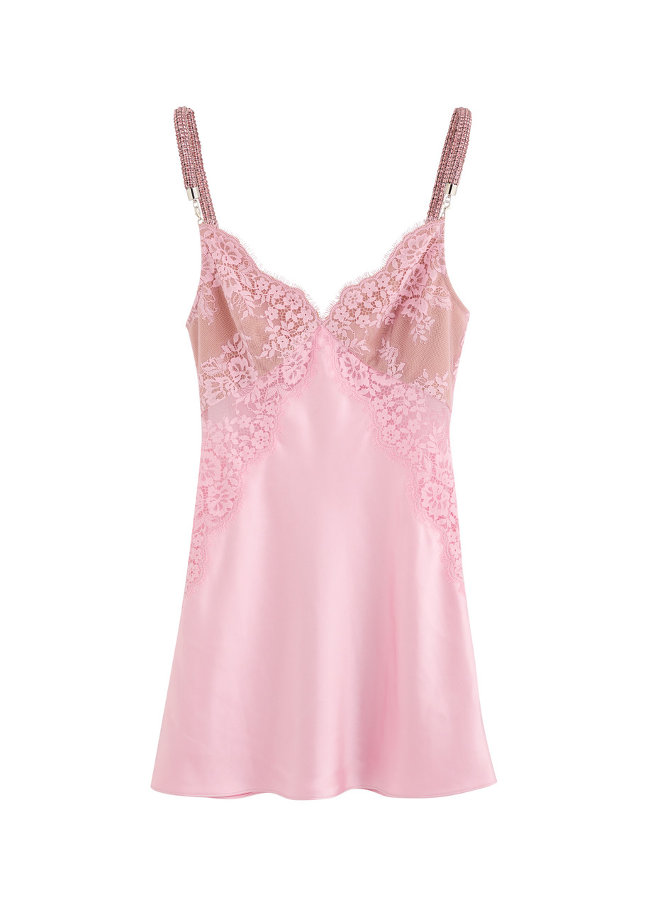 Self-portrait X Christopher Kane Lace and Satin Mini Dress - Pink - S