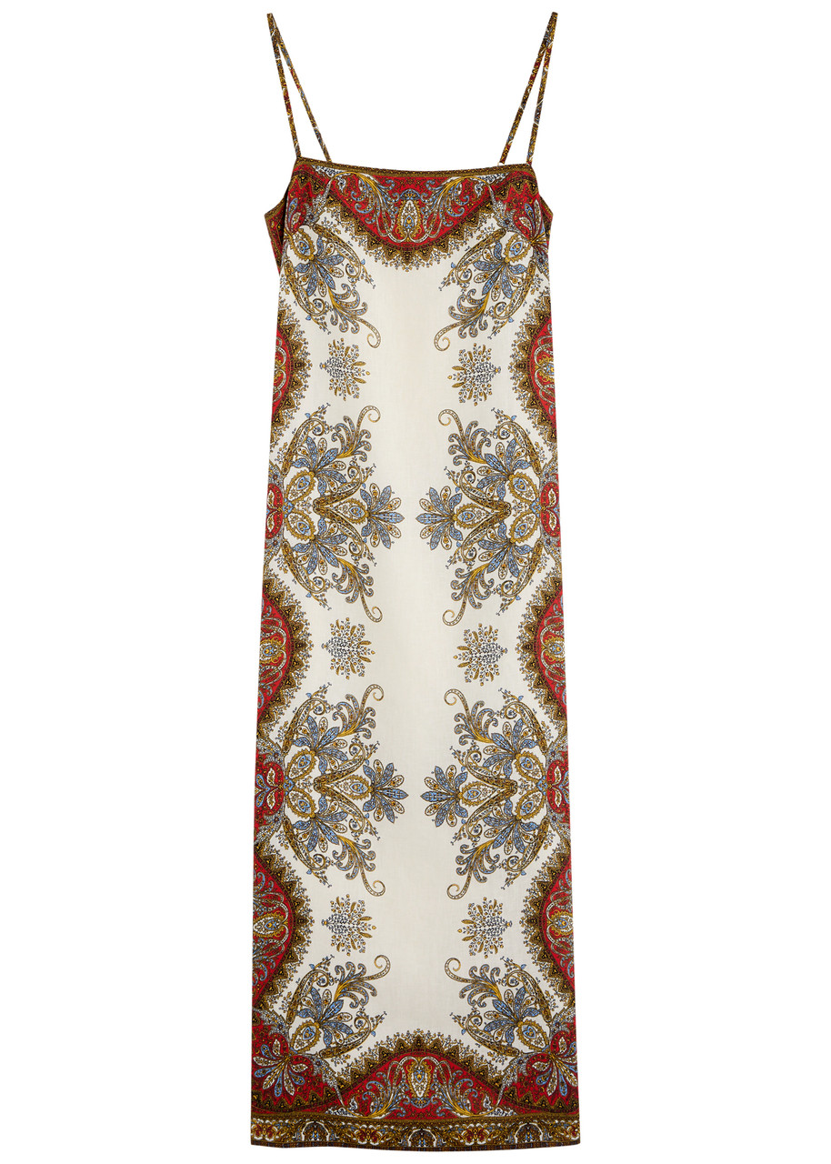 Veronica Beard Petra Paisley-print Linen Midi Dress - Multicoloured - L L