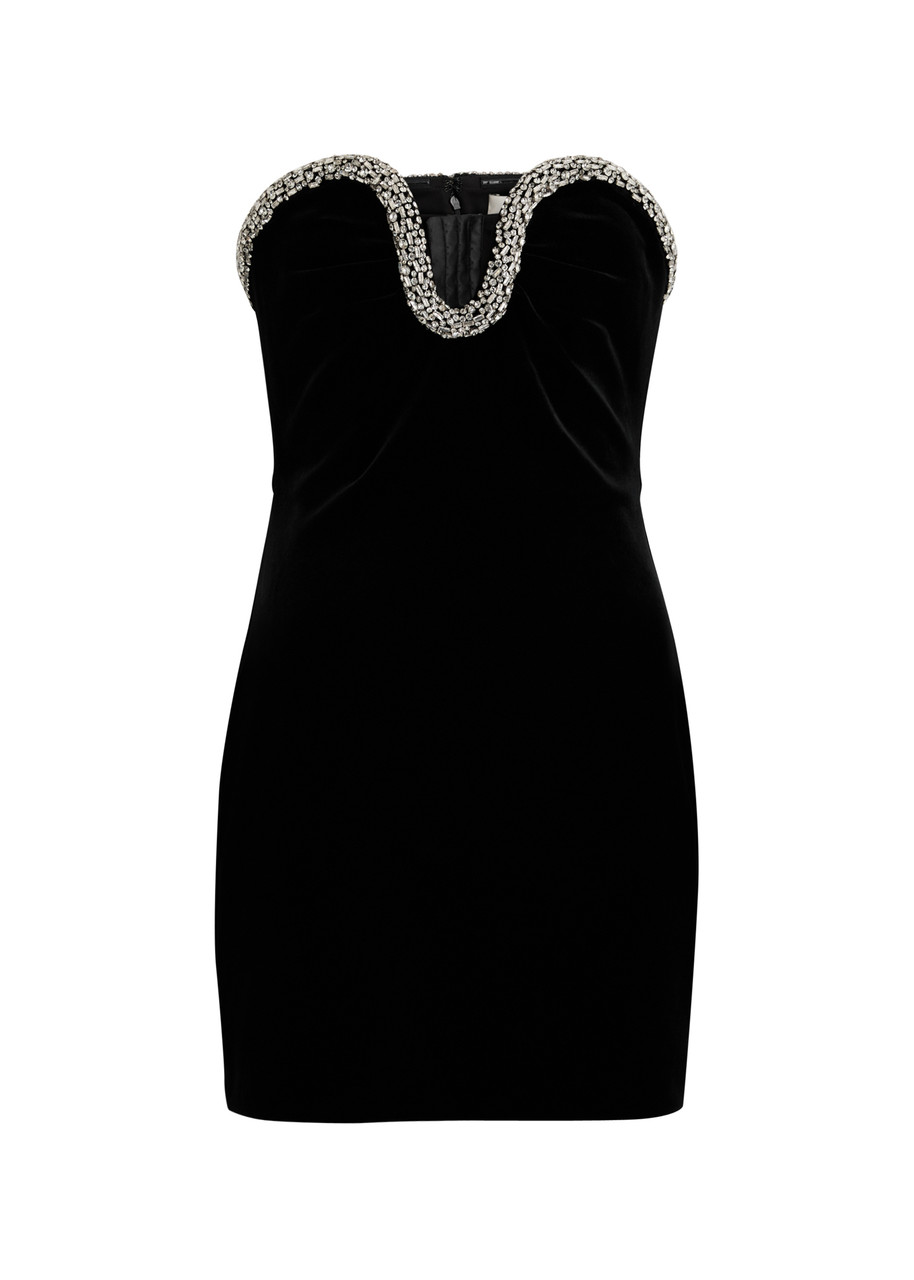 Roland Mouret Strapless Crystal-embellished Velvet Mini Dress - Black - S