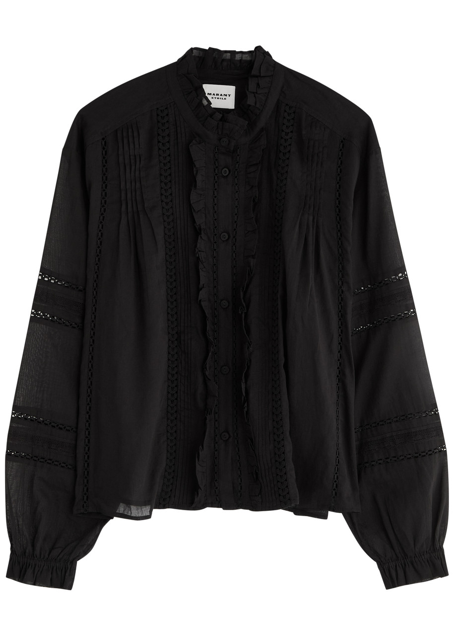 Isabel Marant toile Valda Lace-trimmed Cotton Blouse - Black - L