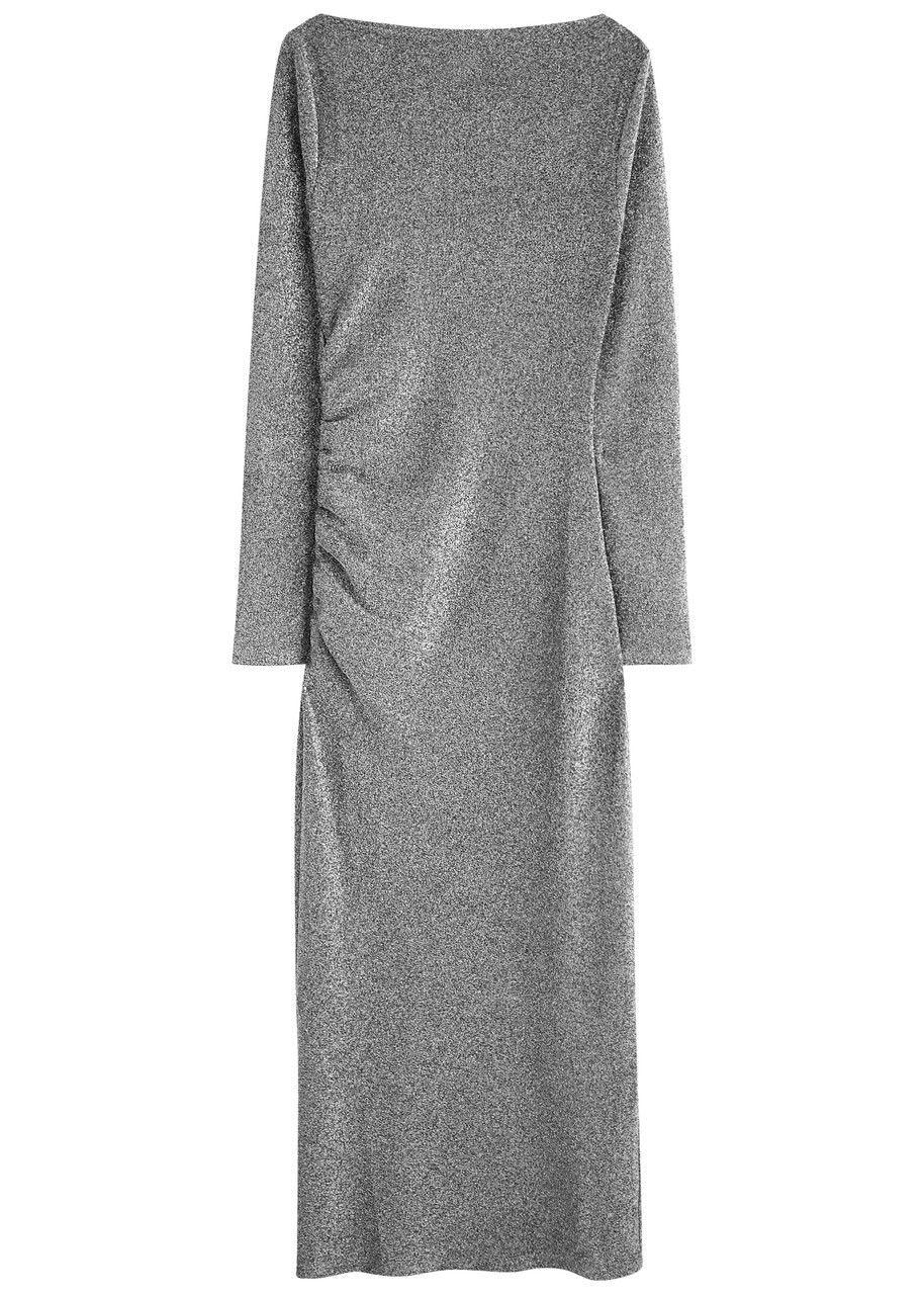 Day Birger ET Mikkelsen Halsey Ruched Metallic Lam Maxi Dress - Black - L L