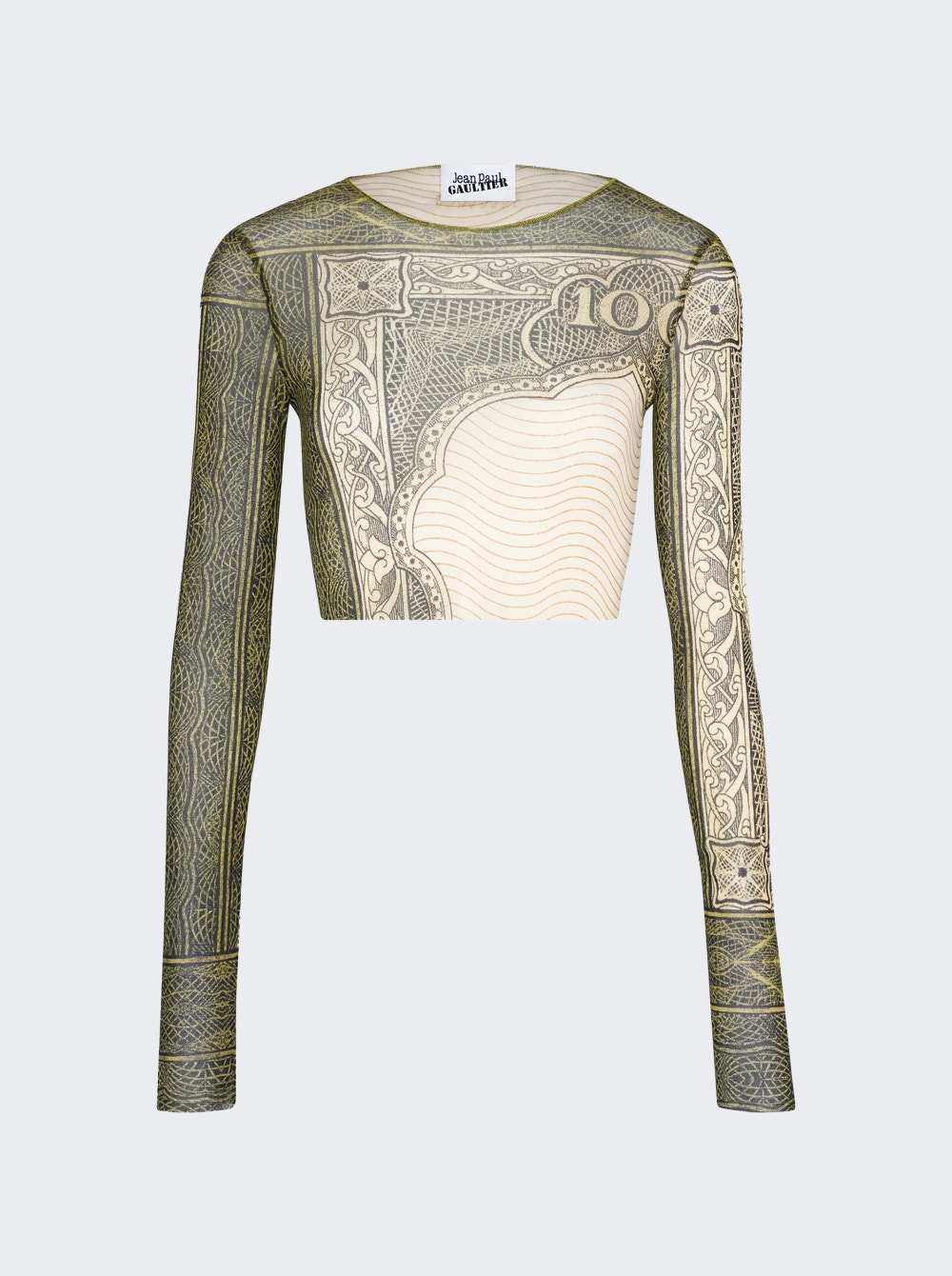 Re-edition: Long Sleeve Crop Top Cartouche Print