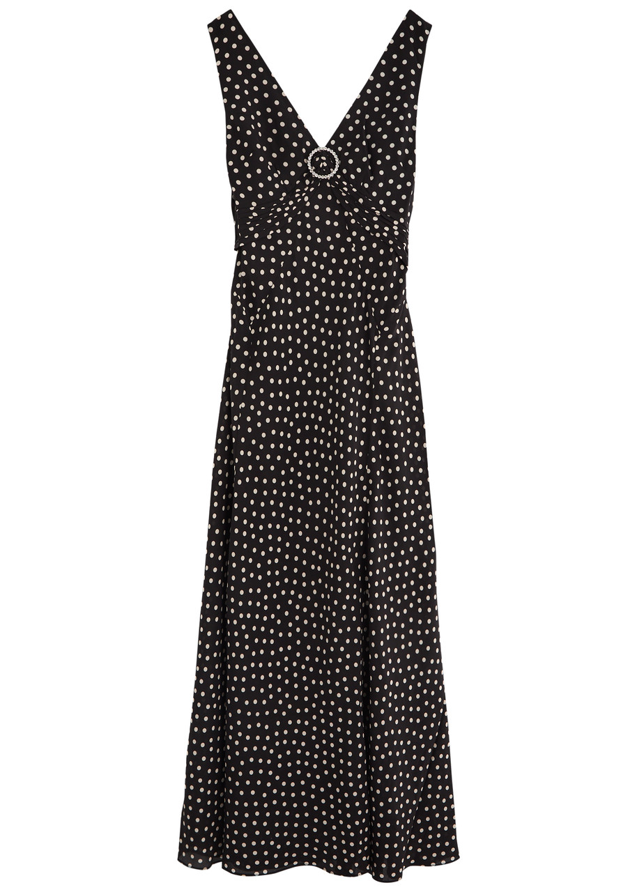Rixo Federica Polka Dot-print Silk-chiffon Maxi Dress - Black - S