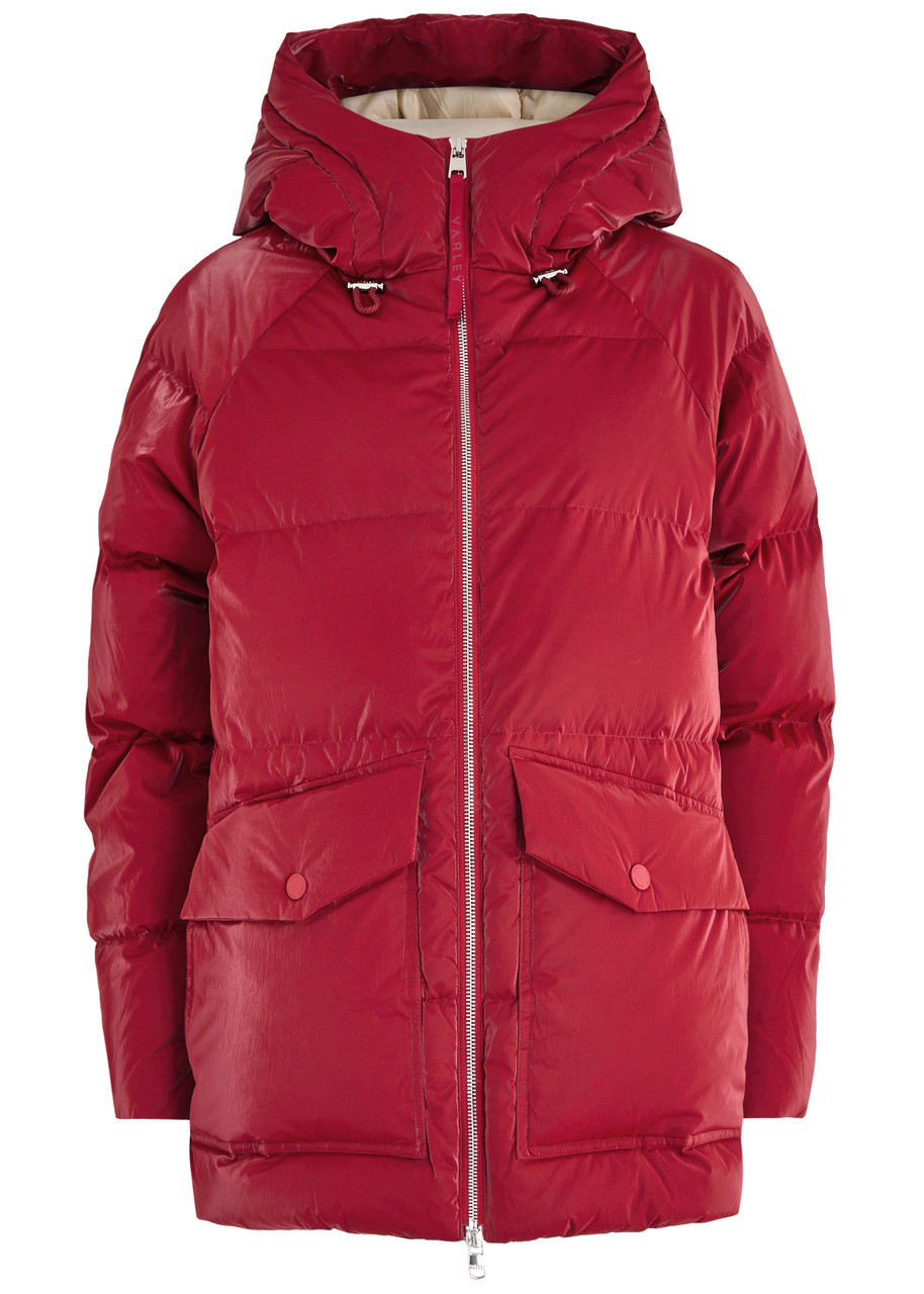Varley Fullerton Quilted Hooded Shell Coat - Red - L L