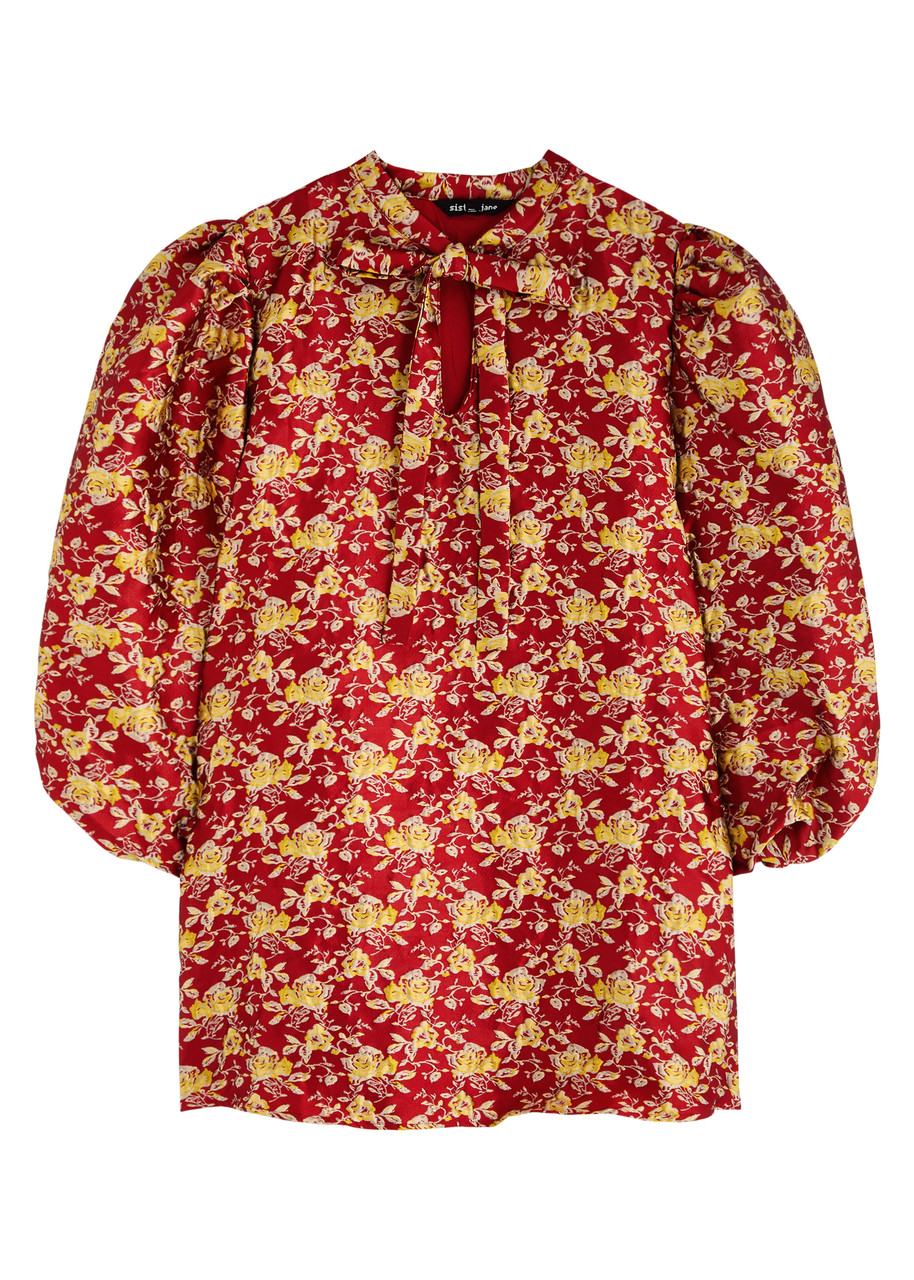 Sister Jane Odyssey Floral-jacquard Satin Mini Dress - Red - L
