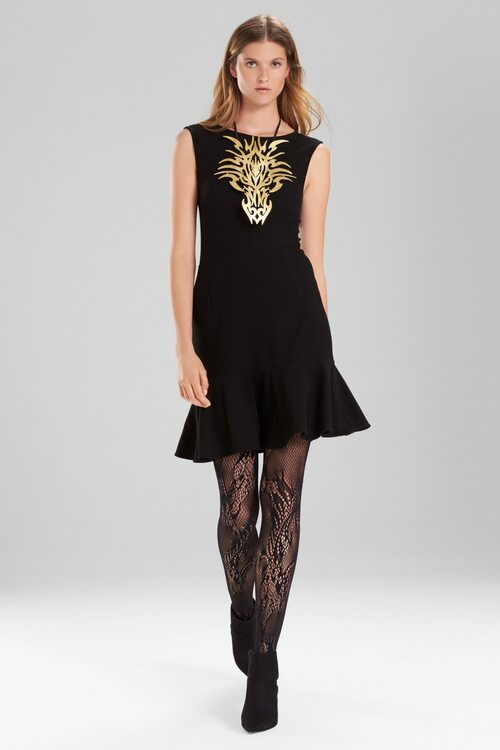 Knit Crepe Ruffle Hem Dress