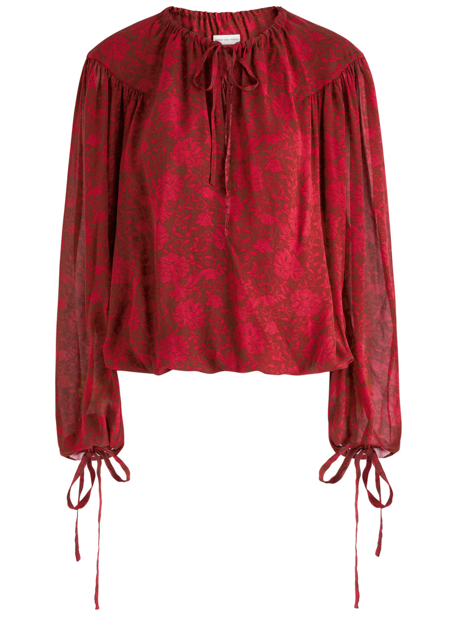 Dries Van Noten Cattis Floral-print Georgette Blouse - Red