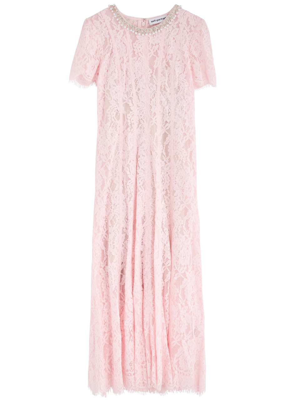 Self-portrait Sequin-embellished Lace Midi Dress - Pink - X