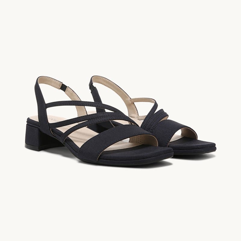 LifeStride Shoes Joy Strappy Dress Sandal Navy Faux Leather Suede . W