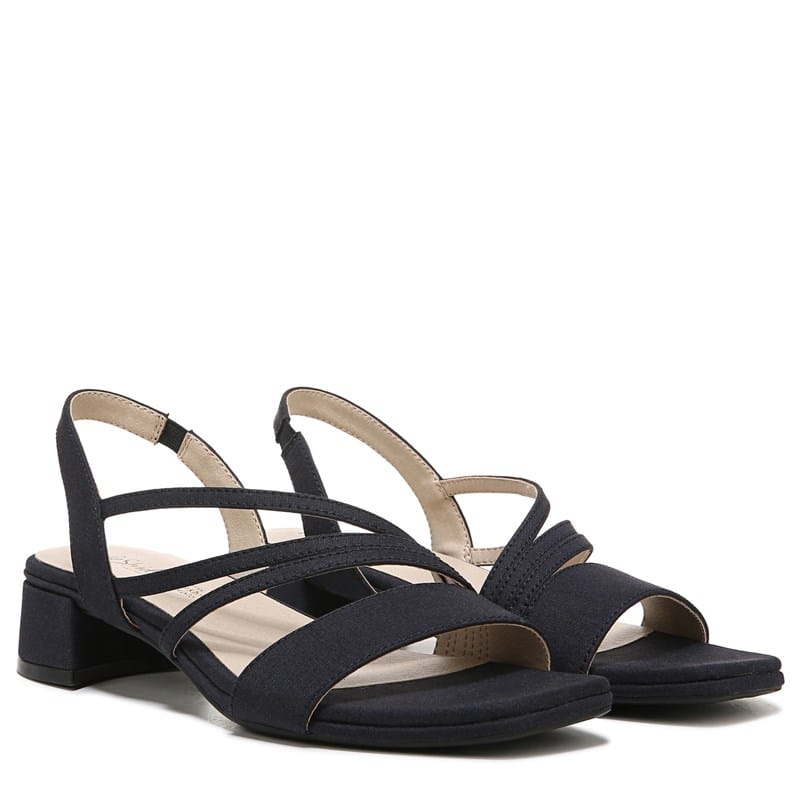 Lifestride Women's Joy Slingback Dress Sandals Navy Faux Leather - Size .