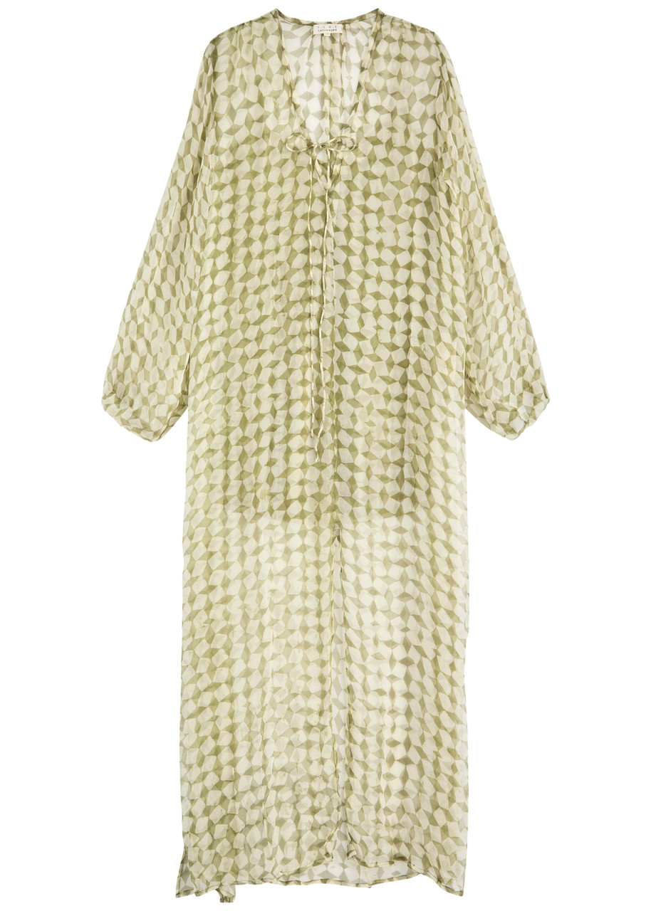 Cloe Cassandro Lea Printed Silk-georgette Maxi Dress - Khaki - L L