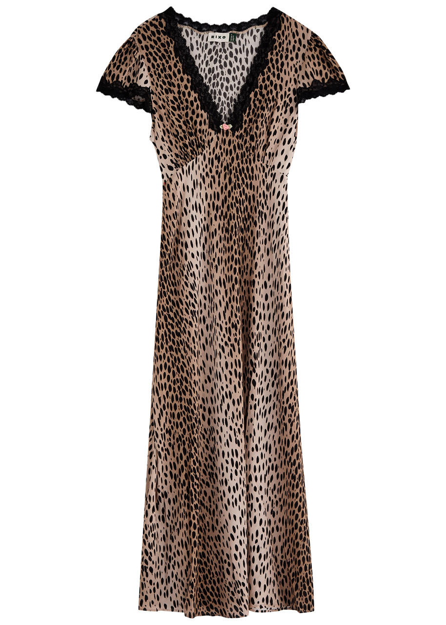 Rixo Clarice Printed Midi Dress - Leopard - S - S