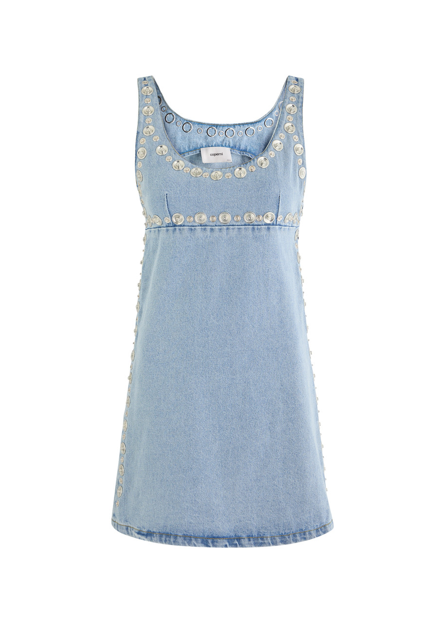 Coperni Studded Denim Mini Dress - Blue -