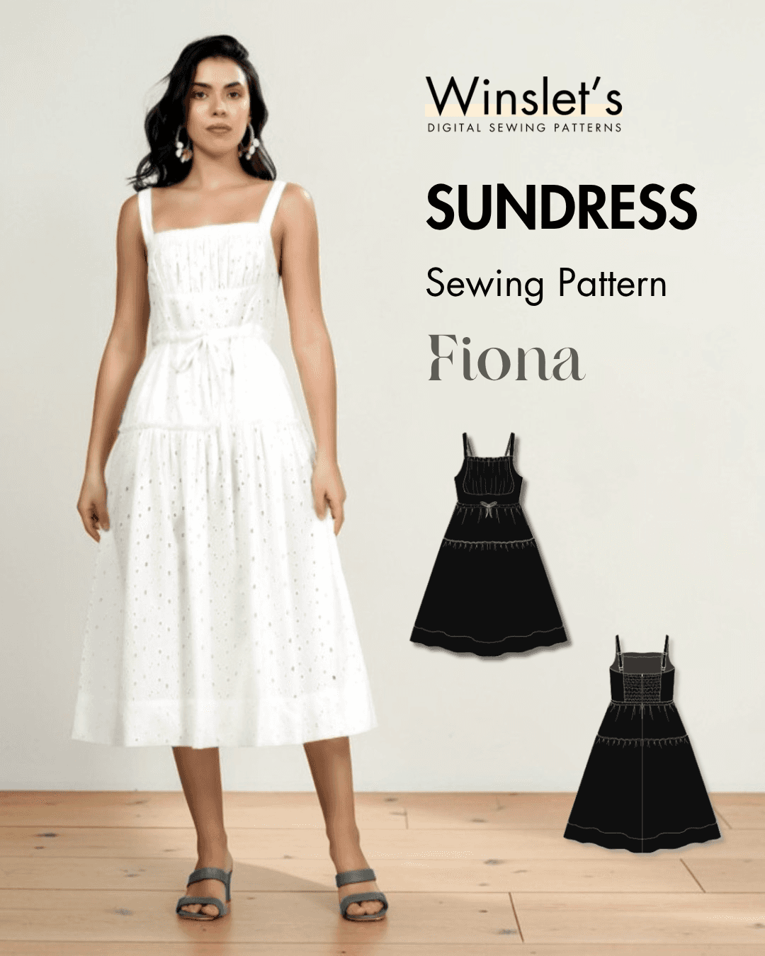 Sundress Midi Dress Sewing Pattern 'Fiona'
