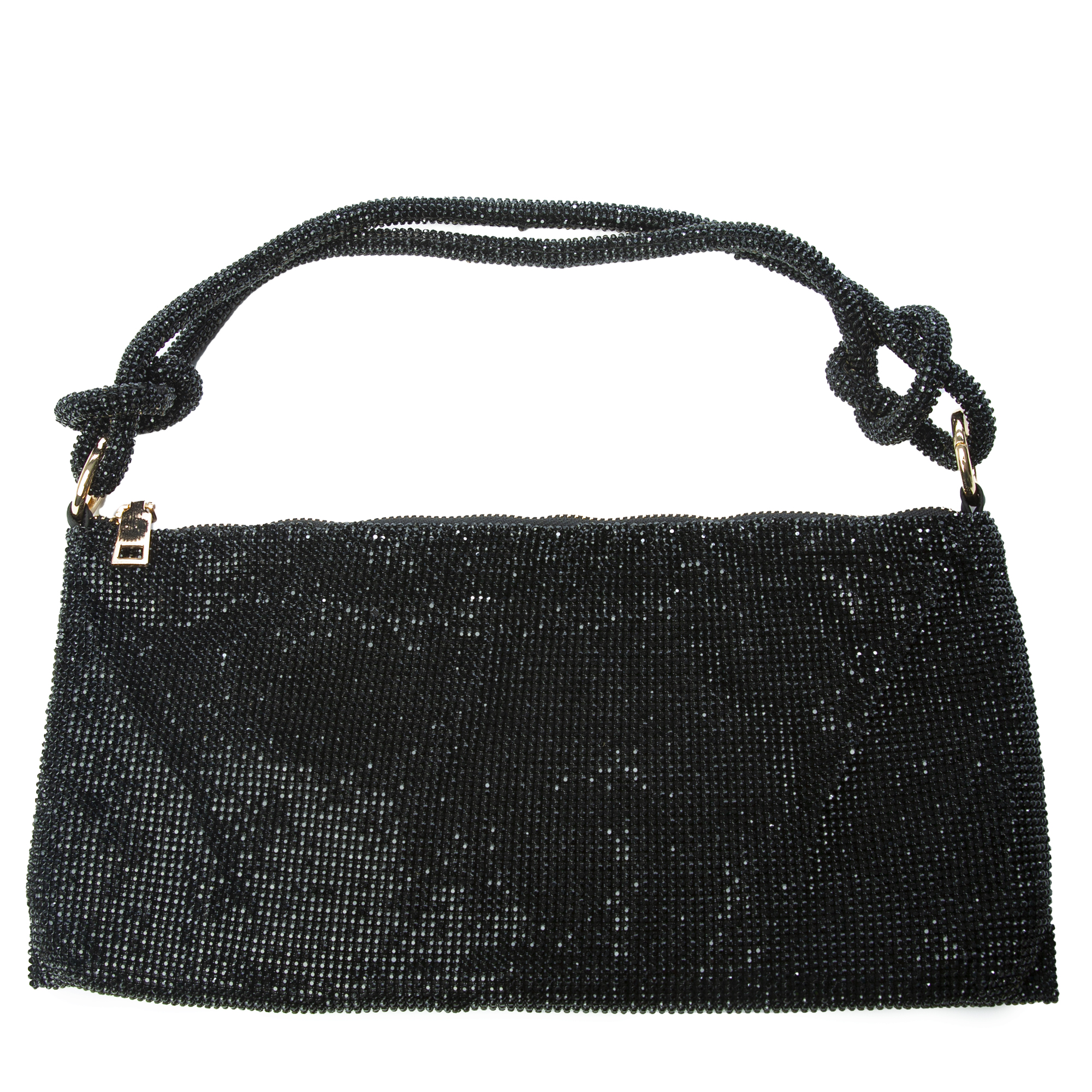 Women Rhinestone Handbag Black Bags OS Black