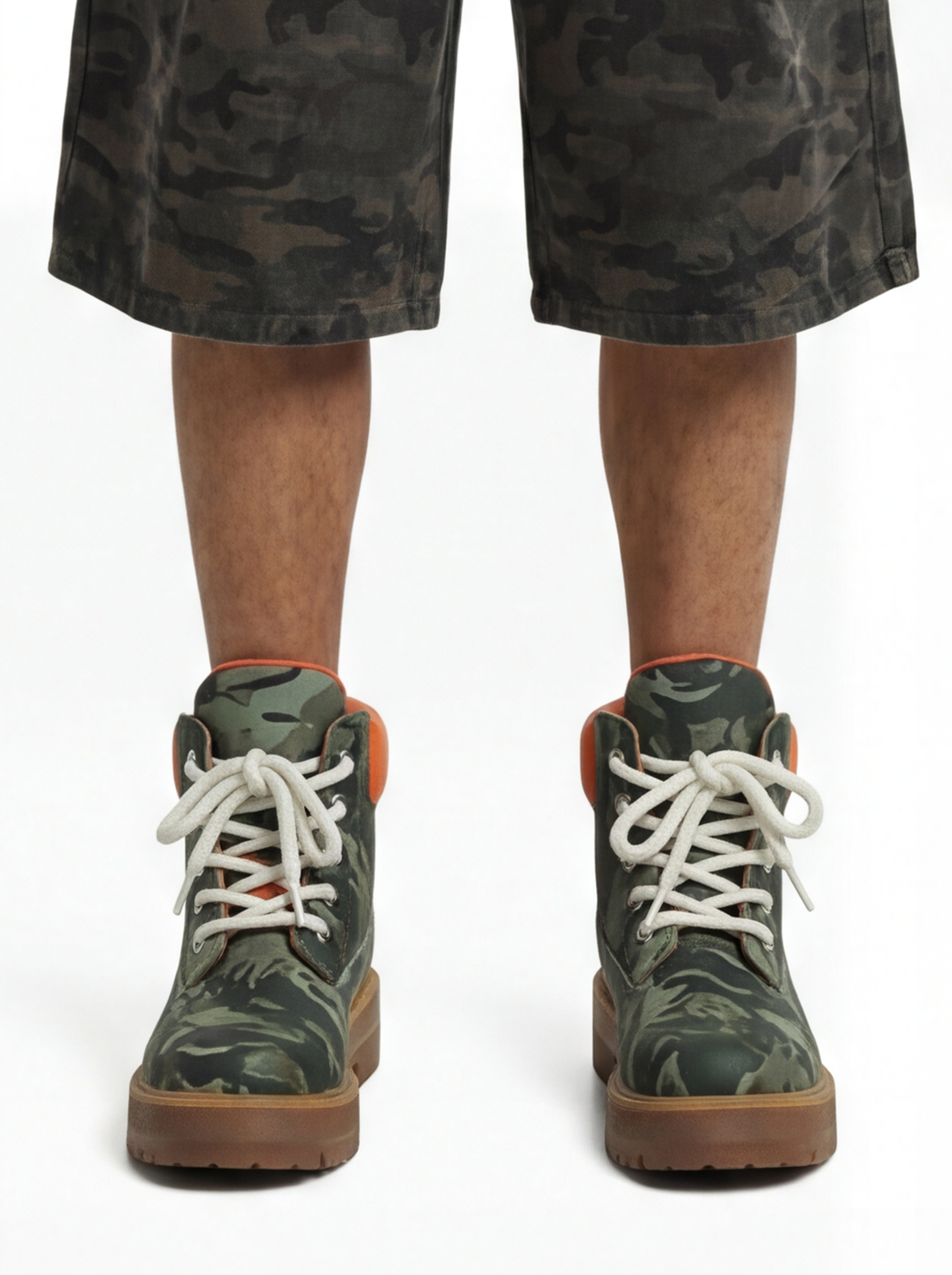 Camo Print Lace Up Chunky Ankle Boots