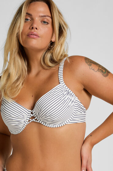 Hunkemöller Padded Underwired Bikini Top Stripes White