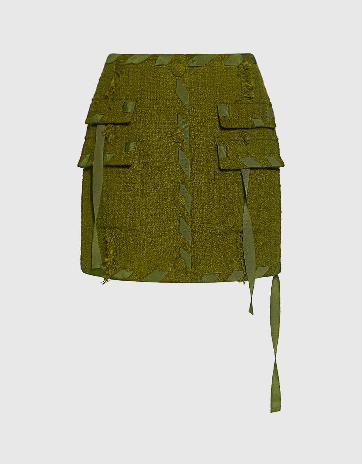MSGM Fringe Tweed A Line Mini Skirt - IT