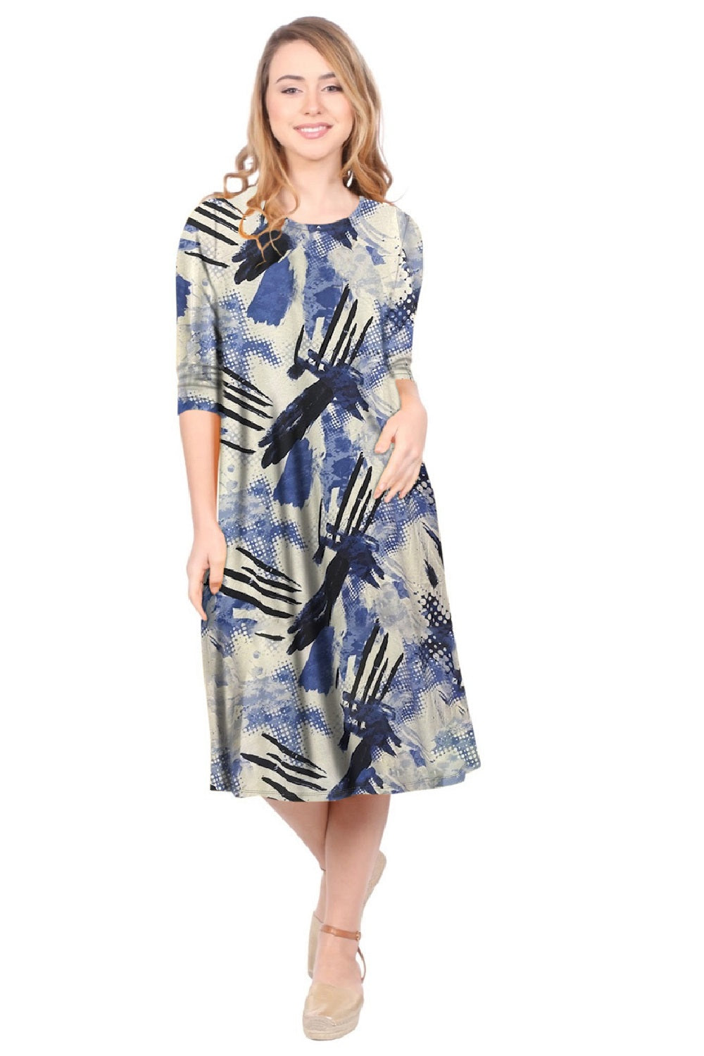 Past The Knee Shirt Dress - Comfortable A-Line Silhouette - Midnight Moon Medium