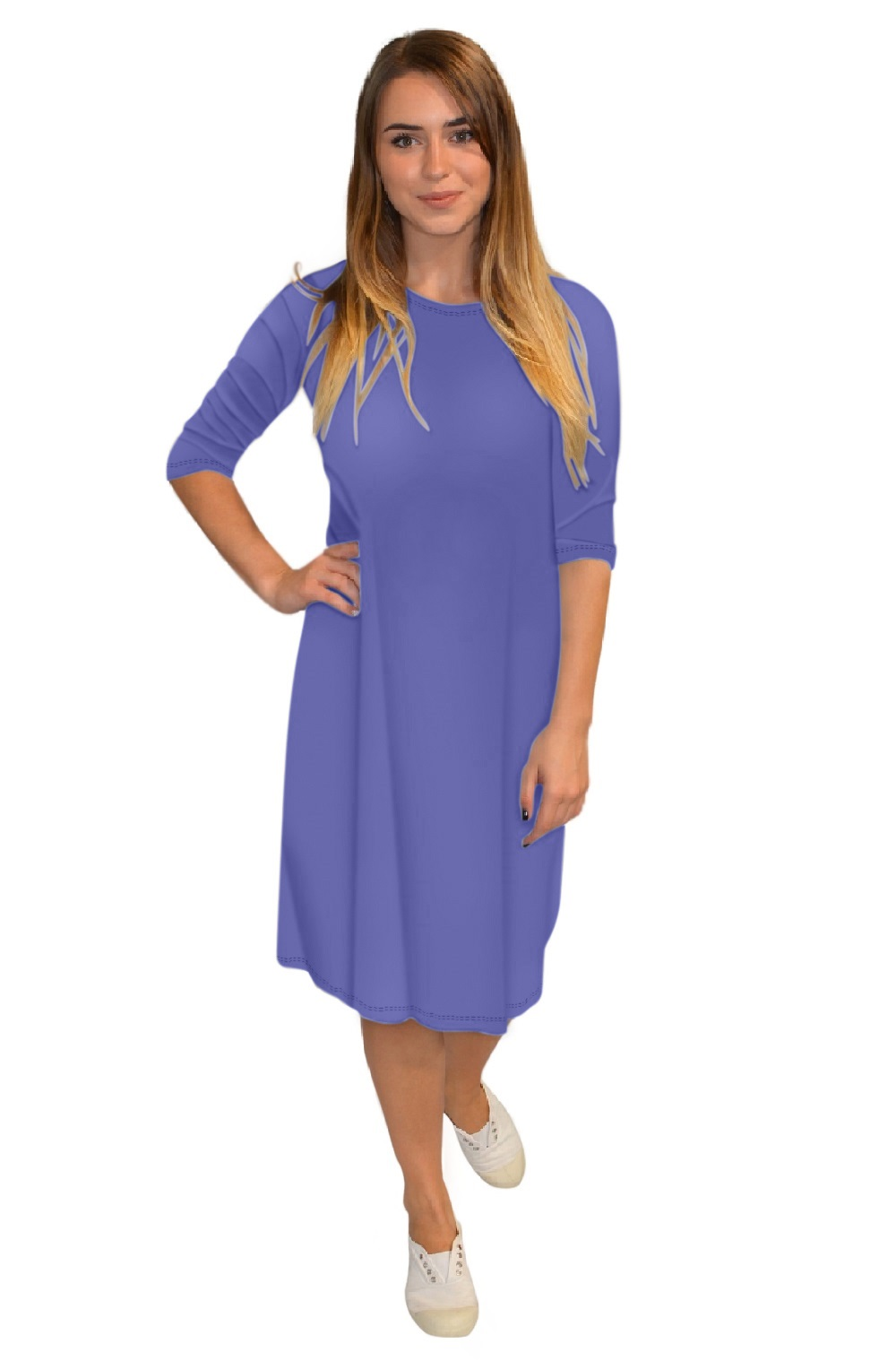 Classic Knee Length A-Line Shirt Dress - Veri Peri Medium