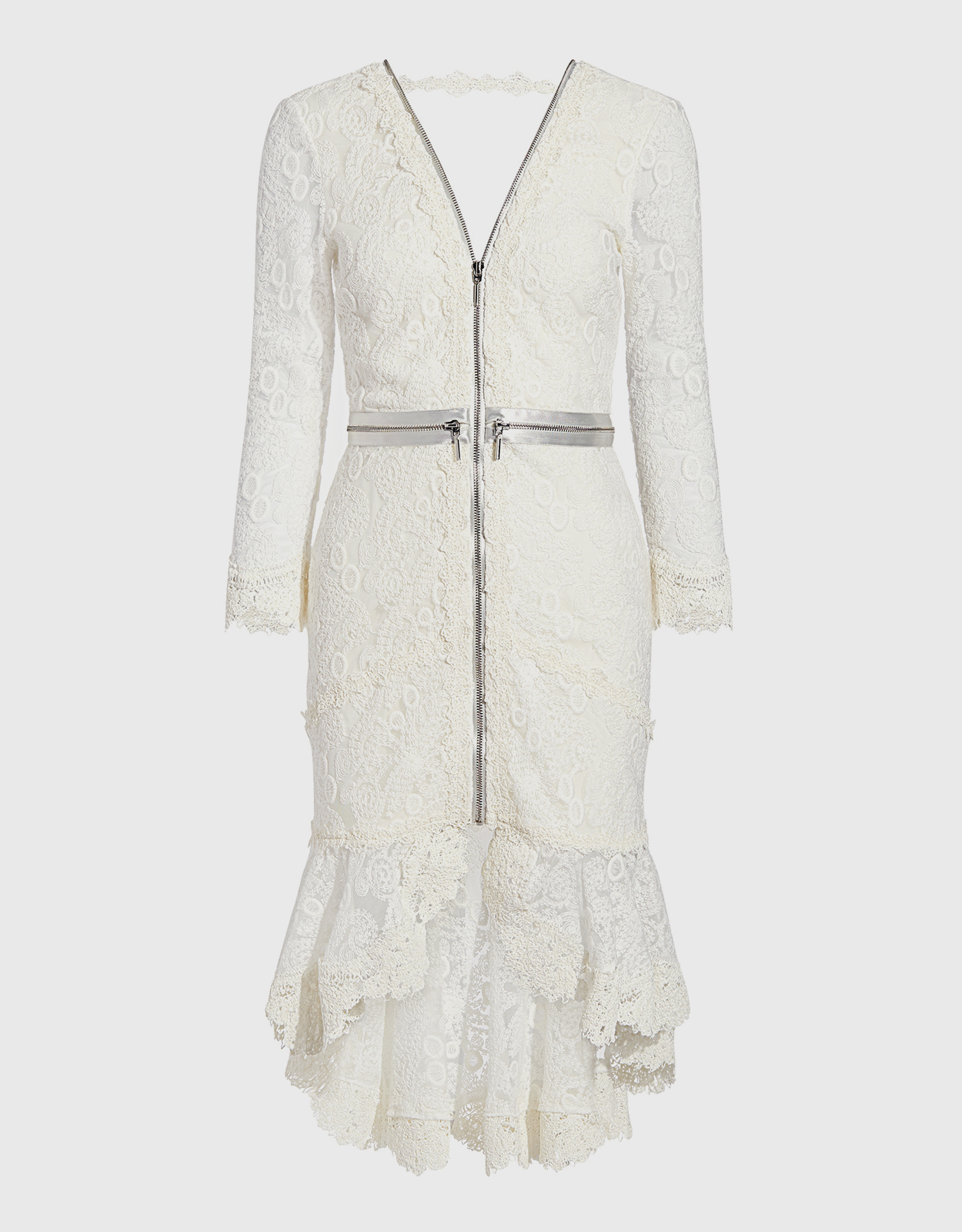 Alexis Parissa V Neck Open Back Lace Ruffled Mini Dress