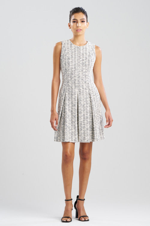 Tweed Pleated Dress - NaturalBlack